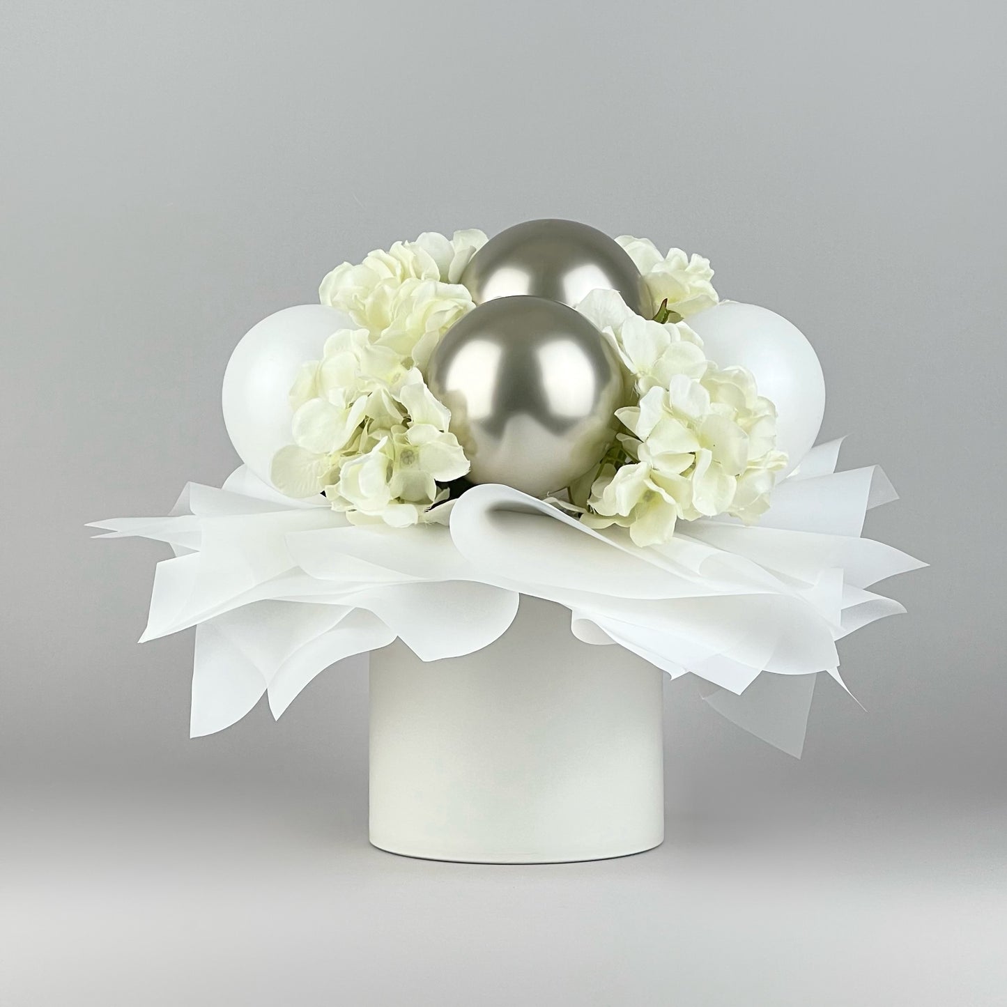 Round Flower Box 6" x 7" | 15 × 17 cm Light Grey (1 pc)