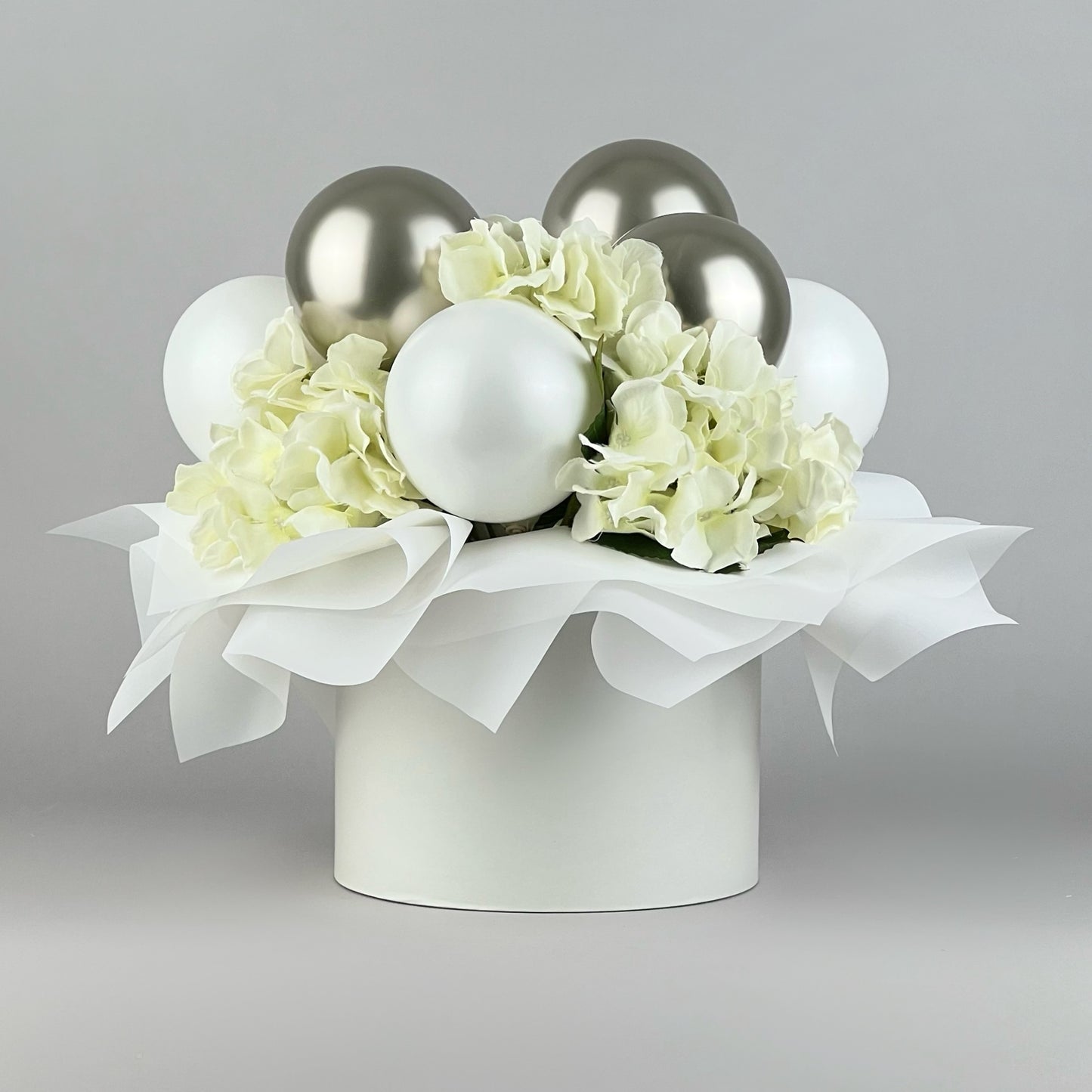 Round Flower Box 8" x 7" | 20 × 17 cm Light Grey (1 pc)