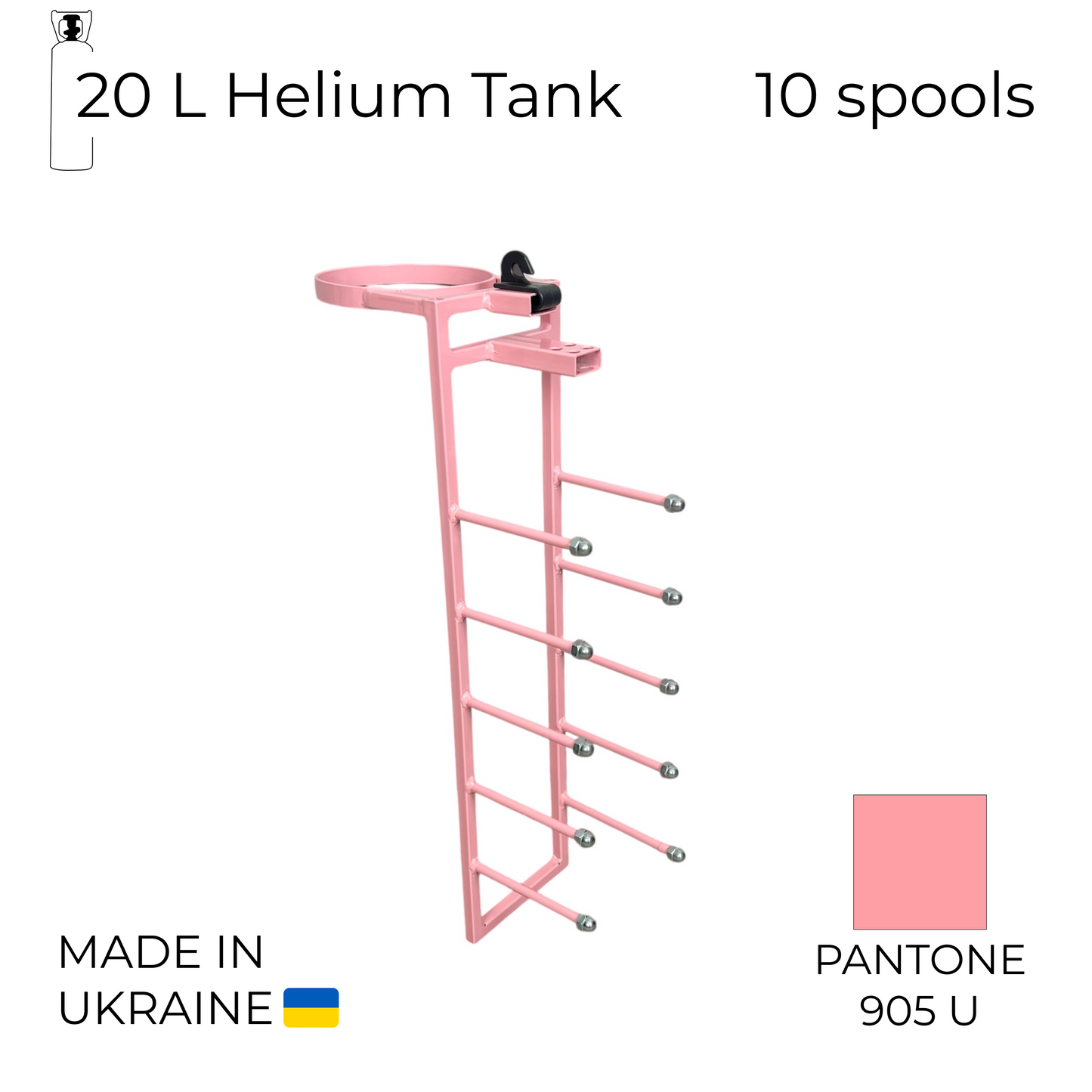 Ribbon Dispenser for Helium Tank LNK-9 - Detachable Pink | 10 spools + Cutter (1 pc)
