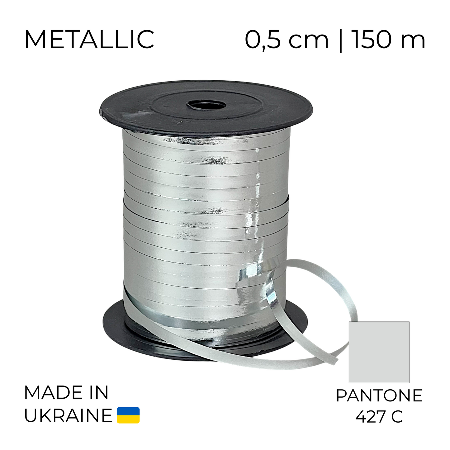 Curling Mylar Ribbon Tonika 014 Metallic Silver | 0,5/150 (1 pc)