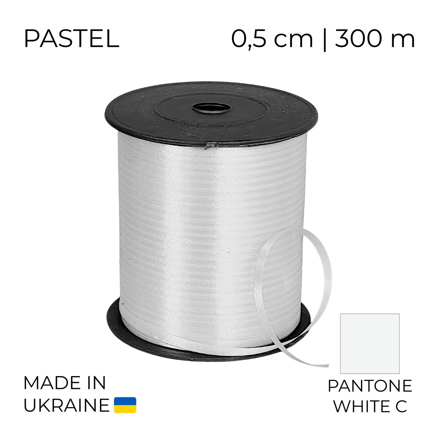 Curling Mylar Ribbon Tapex Pastel White | 0,5/300 (1 pc)