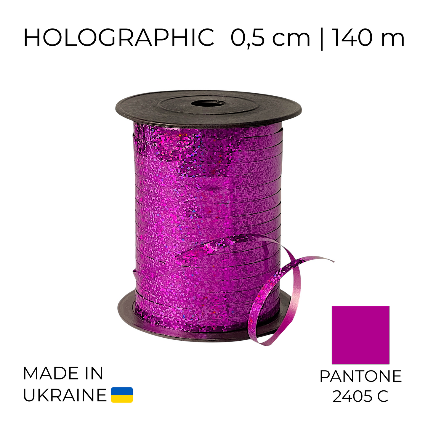 Curling Mylar Ribbon Tonika 008 Holographic Fuchsia | 0,5/140 (1 pc)