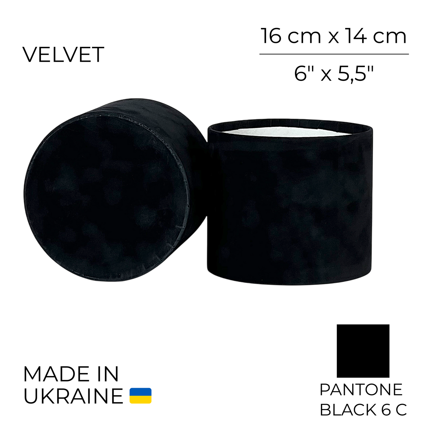 Velvet Round Flower Box 6" x 5,5" | 16 × 14 cm Black (1 pc)