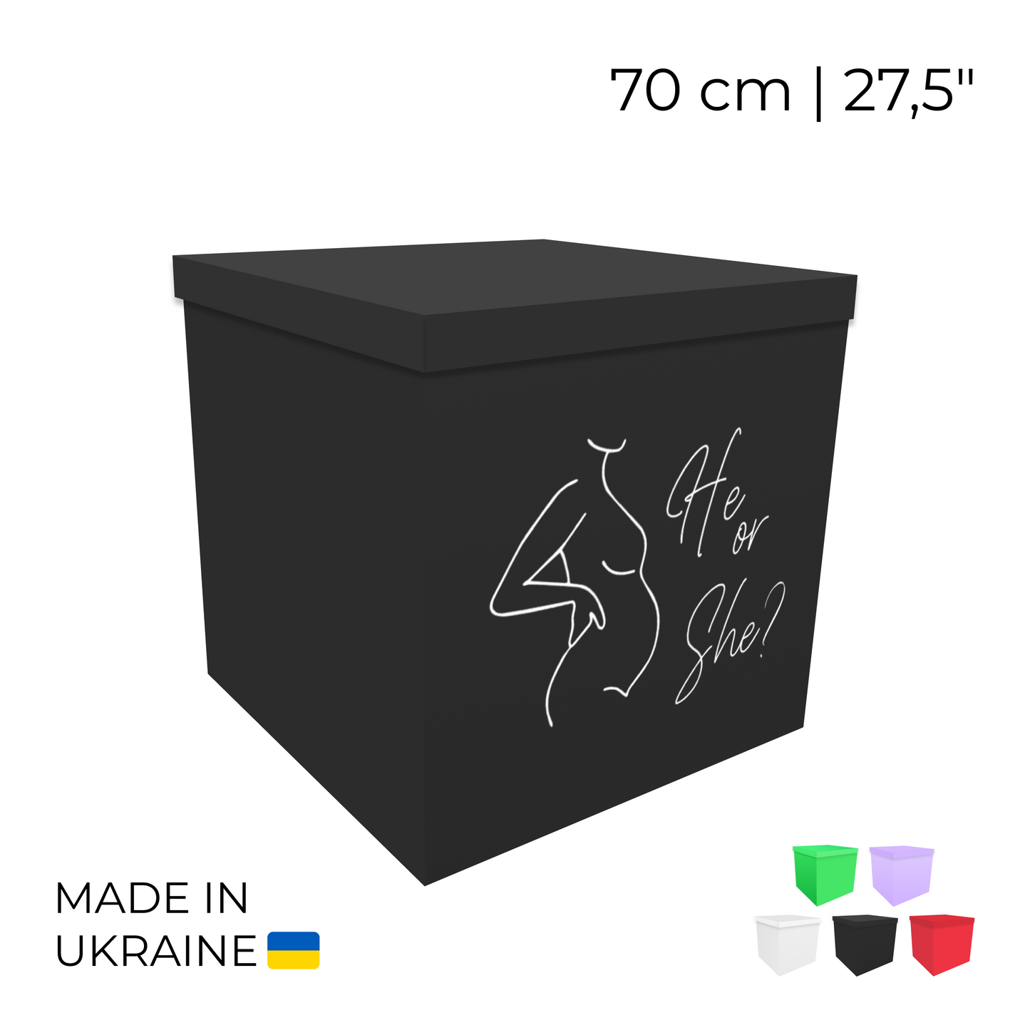 Printed Balloon Box 70 cm | 28" - "He or She"