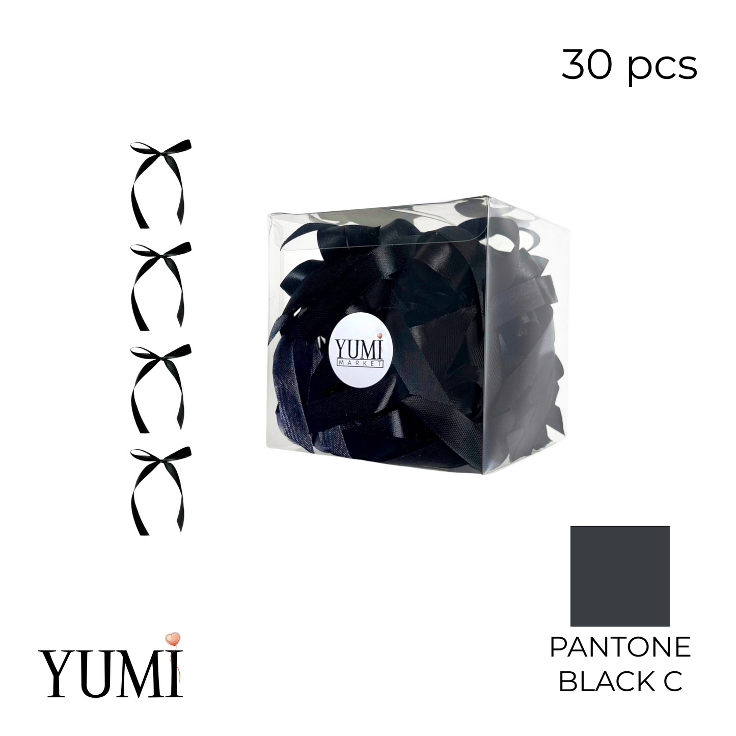 Satin Bow Set | Black (30 pcs)