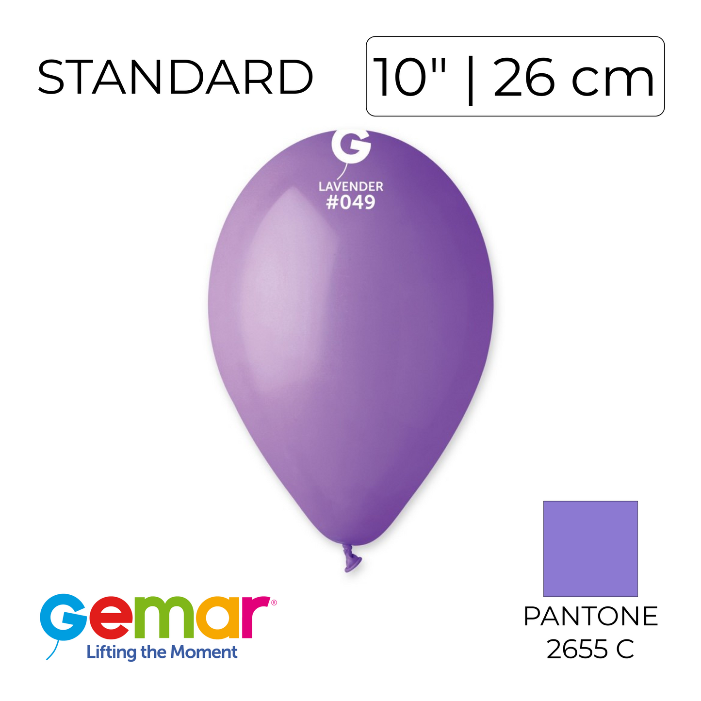 Gemar 10" | Standard 049 Lavender (100 pcs)