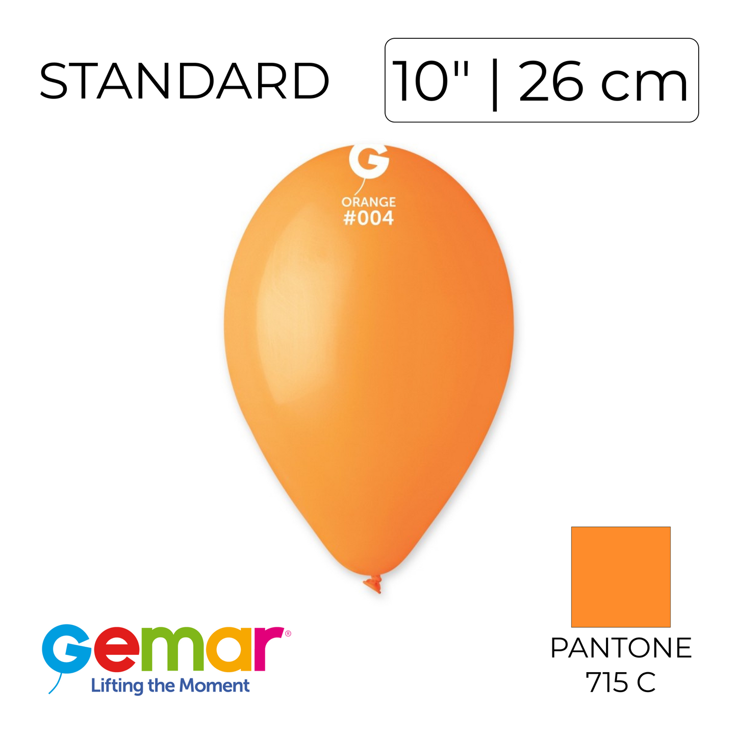Gemar 10" | Standard 004 Orange (100 pcs)