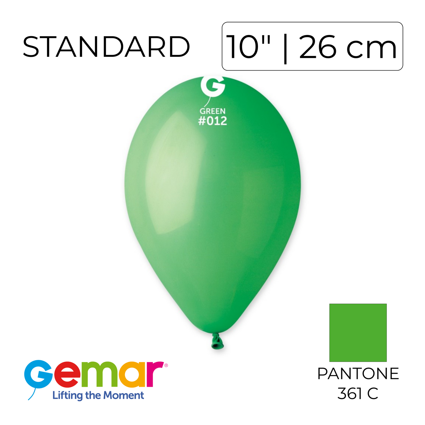 Gemar 10" | Standard 012 Green (100 pcs)