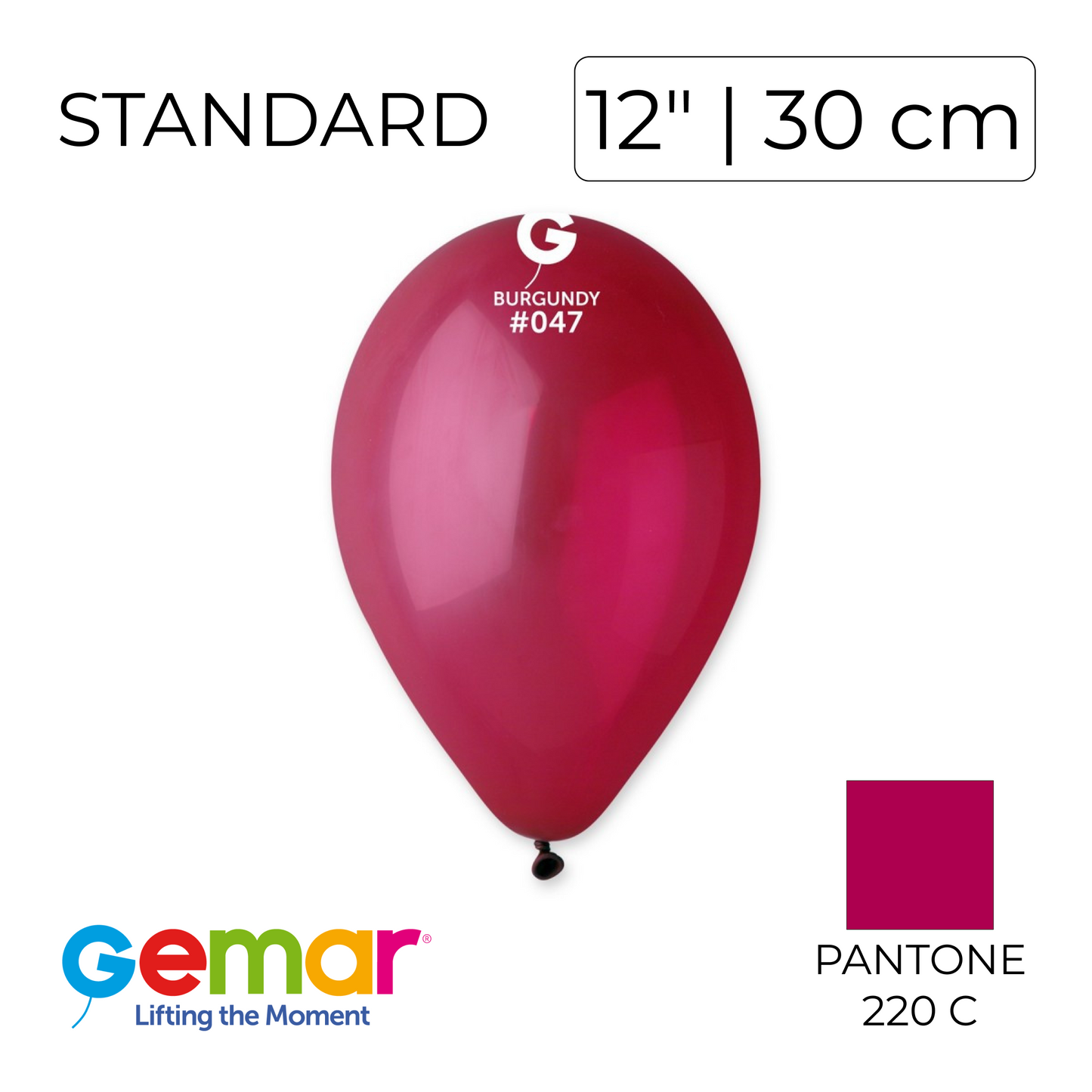 Gemar 12" | Standard 047 Burgundy (100 pcs)