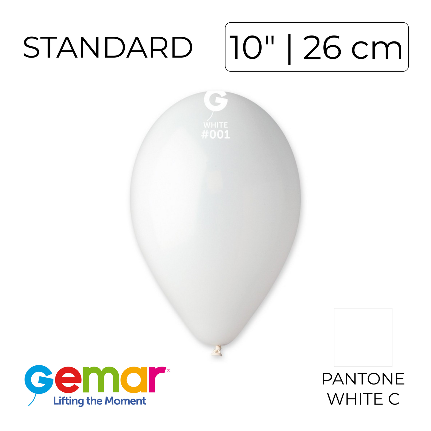 Gemar 10" | Standard 001 White (100 pcs)