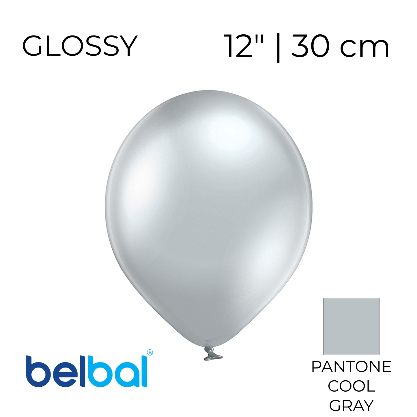 Belbal 12” | Glossy 601 Silver (25 pcs)