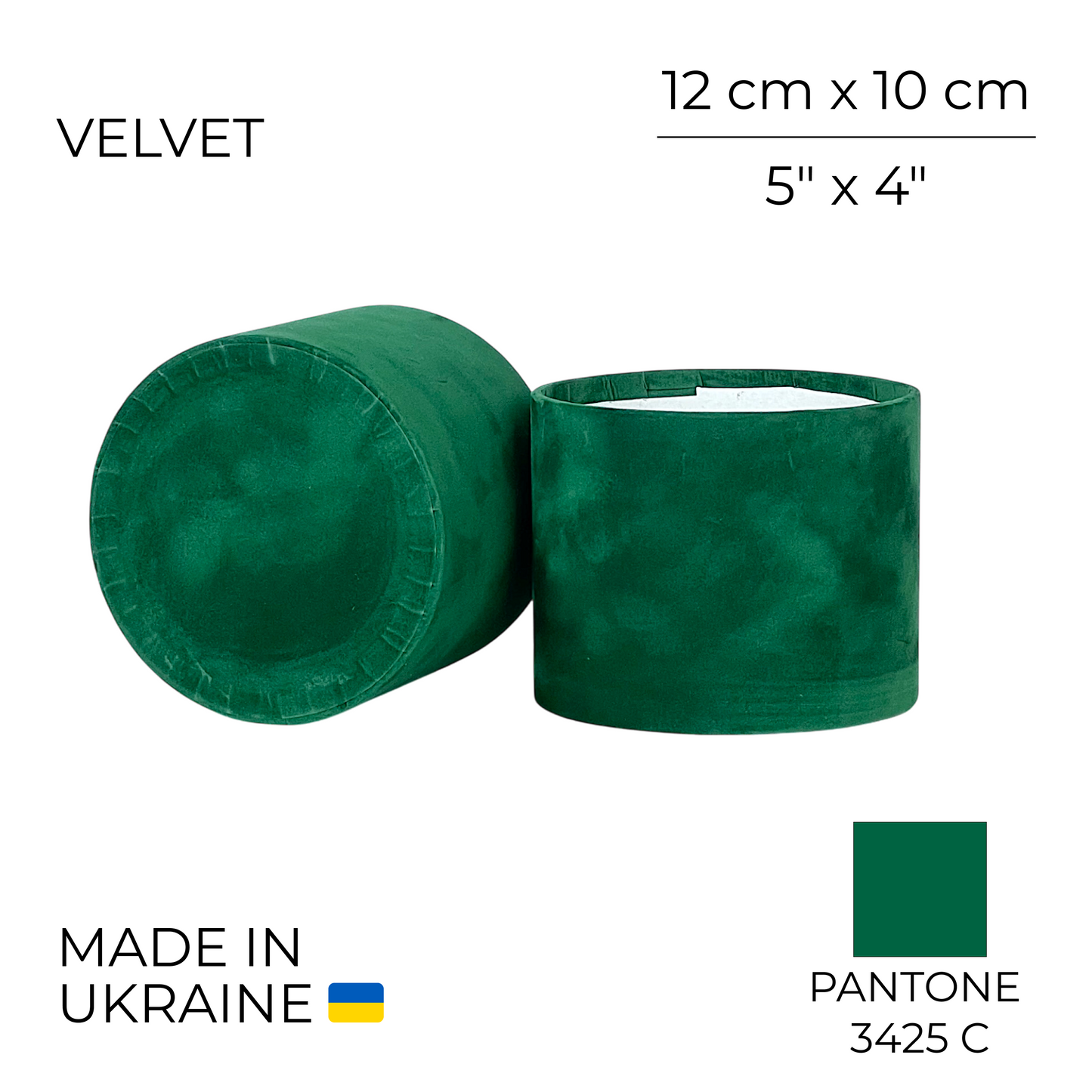 Velvet Round Flower Box 5" x 4" | 12 × 10 cm Emerald (1 pc)