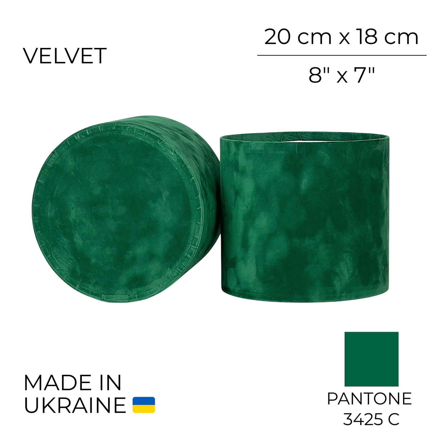 Velvet Round Flower Box 8" x 7" | 20 × 18 cm Emerald (1 pc)
