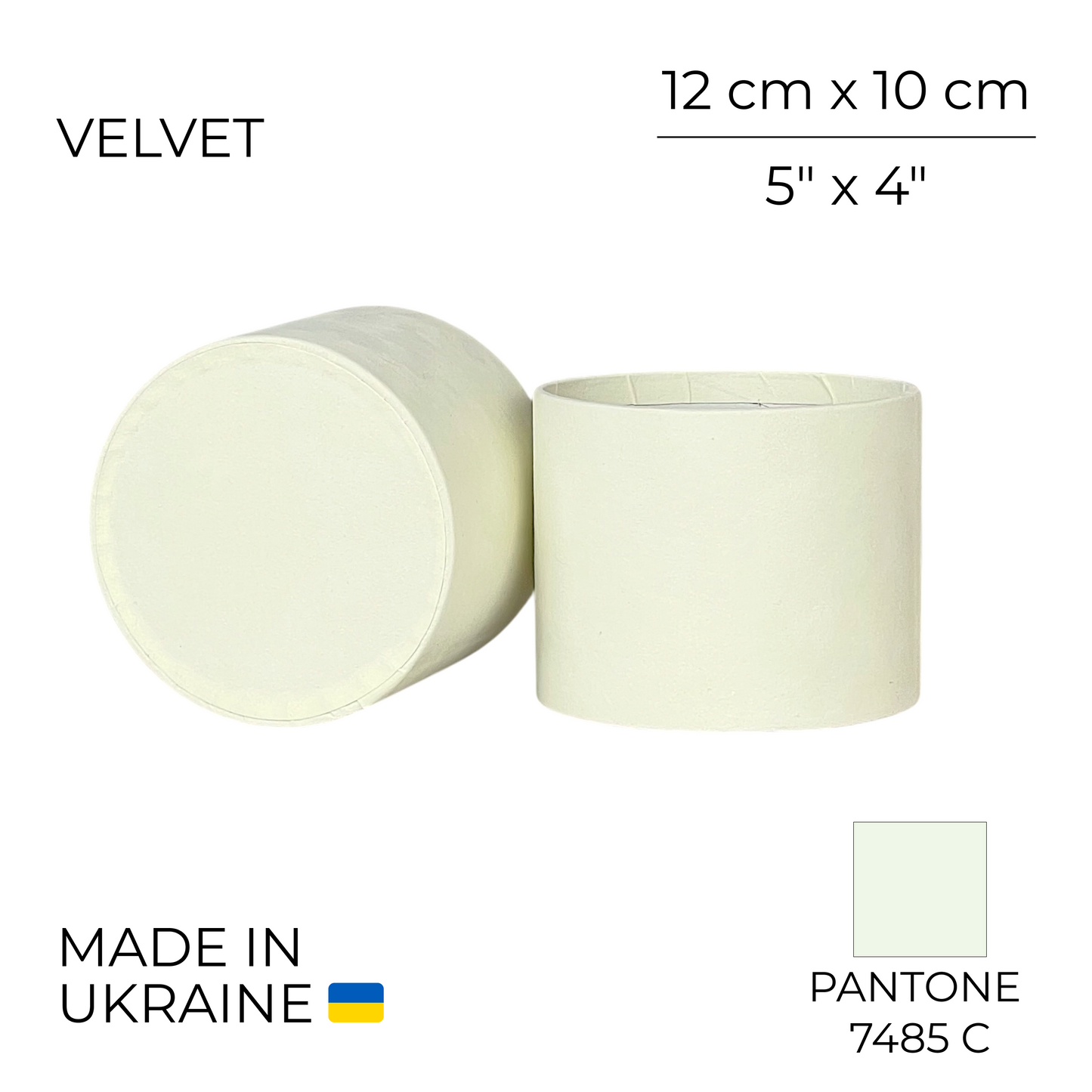 Velvet Round Flower Box 5" x 4" | 12 × 10 cm Ivory (1 pc)