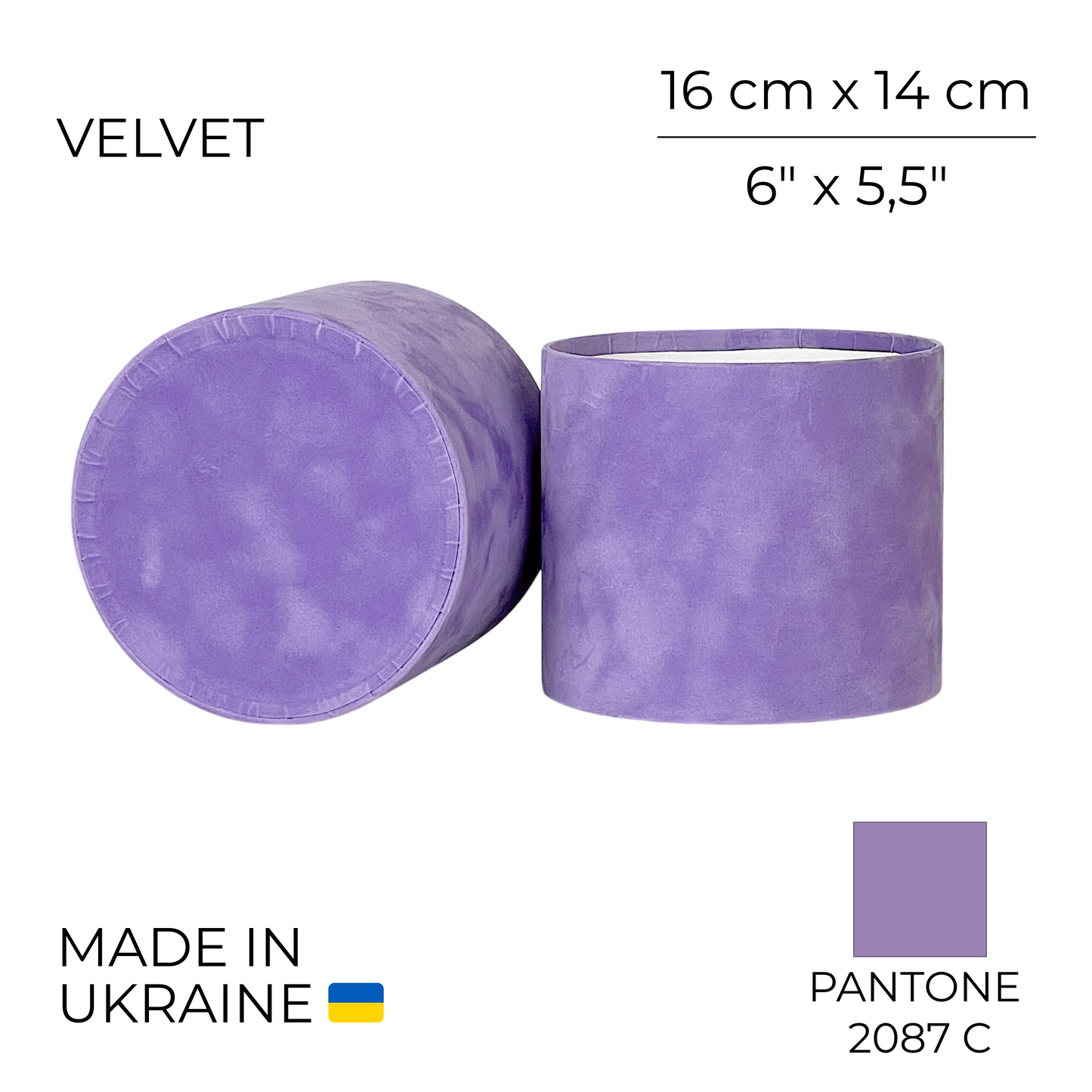 Velvet Round Flower Box 6" x 5,5" | 16 × 14 cm Lavender (1 pc)