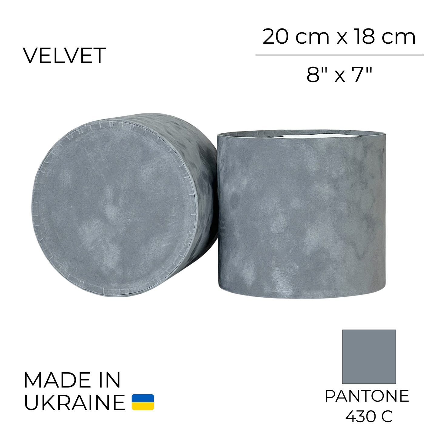 Velvet Round Flower Box 8" x 7" | 20 × 18 cm Light Grey (1 pc)