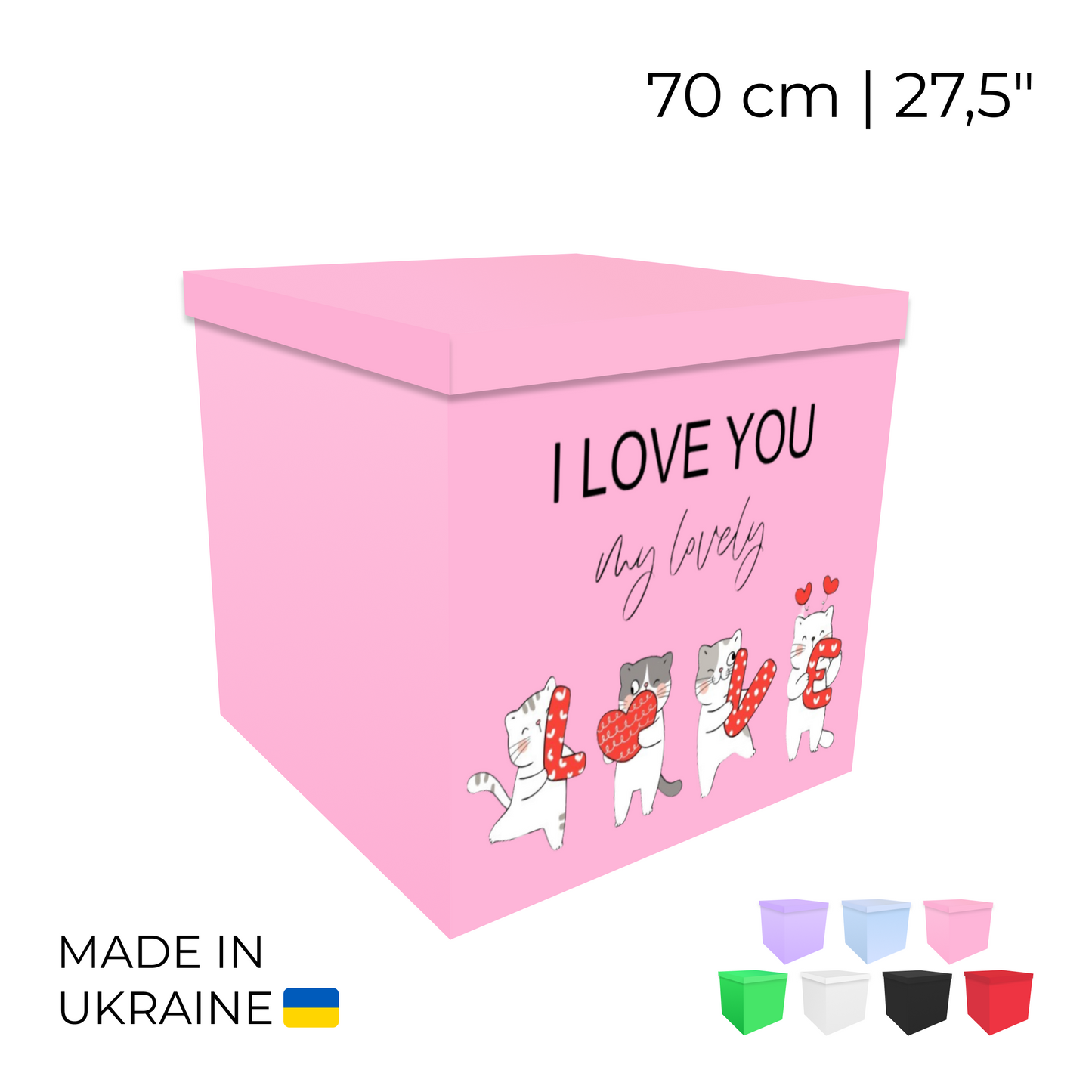 Printed Balloon Box 70 cm | 28" - "I Love You, My Lovely"