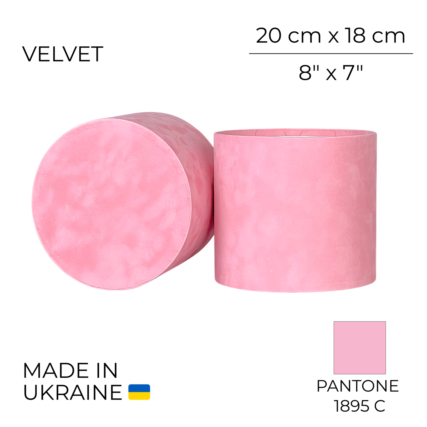 Velvet Round Flower Box 8" x 7" | 20 × 18 cm Pink (1 pc)