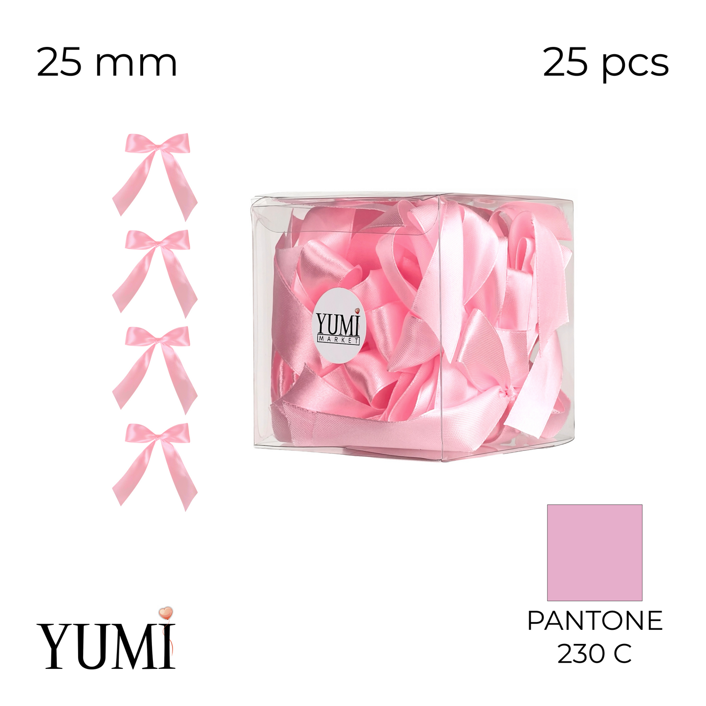Satin Bow Set 008 Pink | 25 mm (25 pcs)