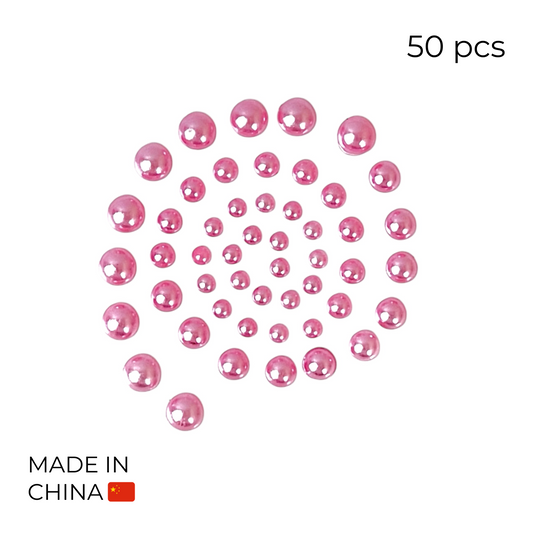 Self-adhesive Flat Back Pearls - Pink (50 pcs)
