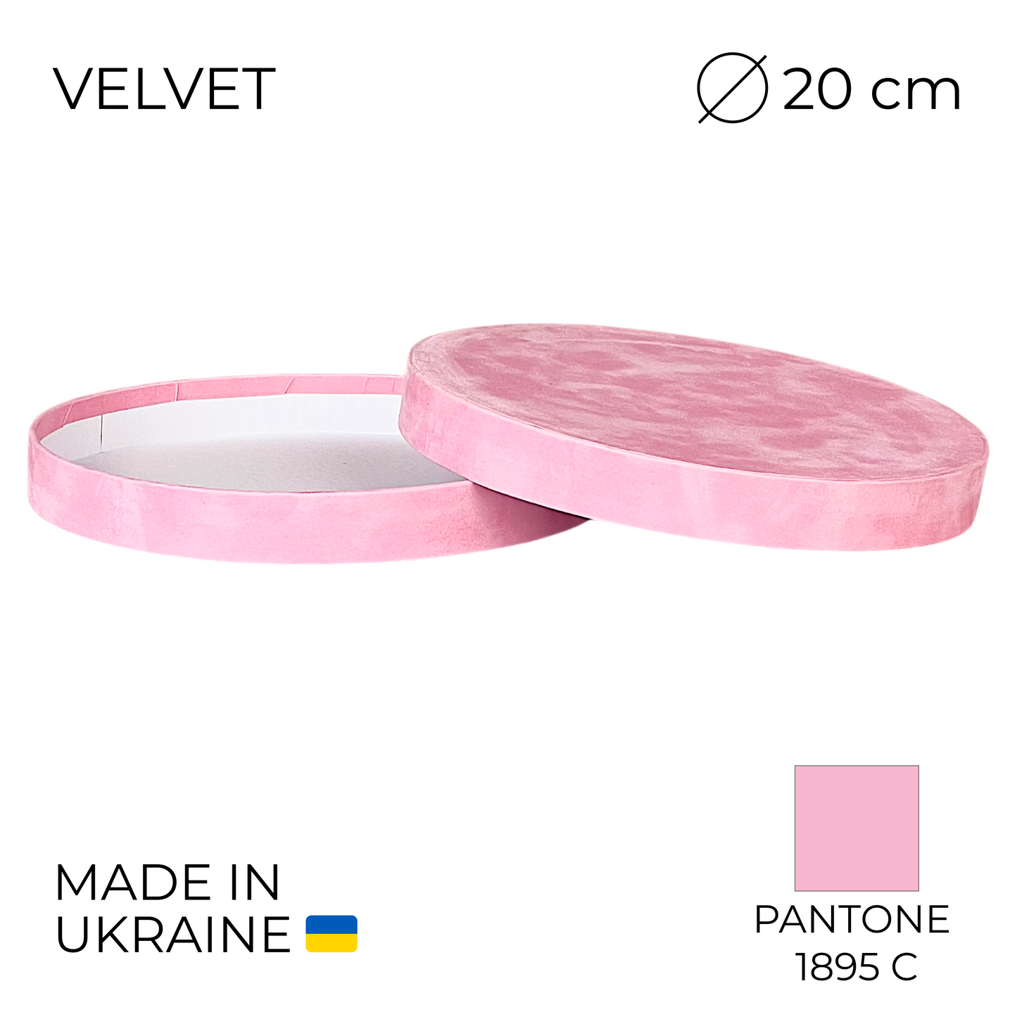Lid for Velvet Round Flower Box 8" x 7" | 20 × 18 cm Pink (1 pc)