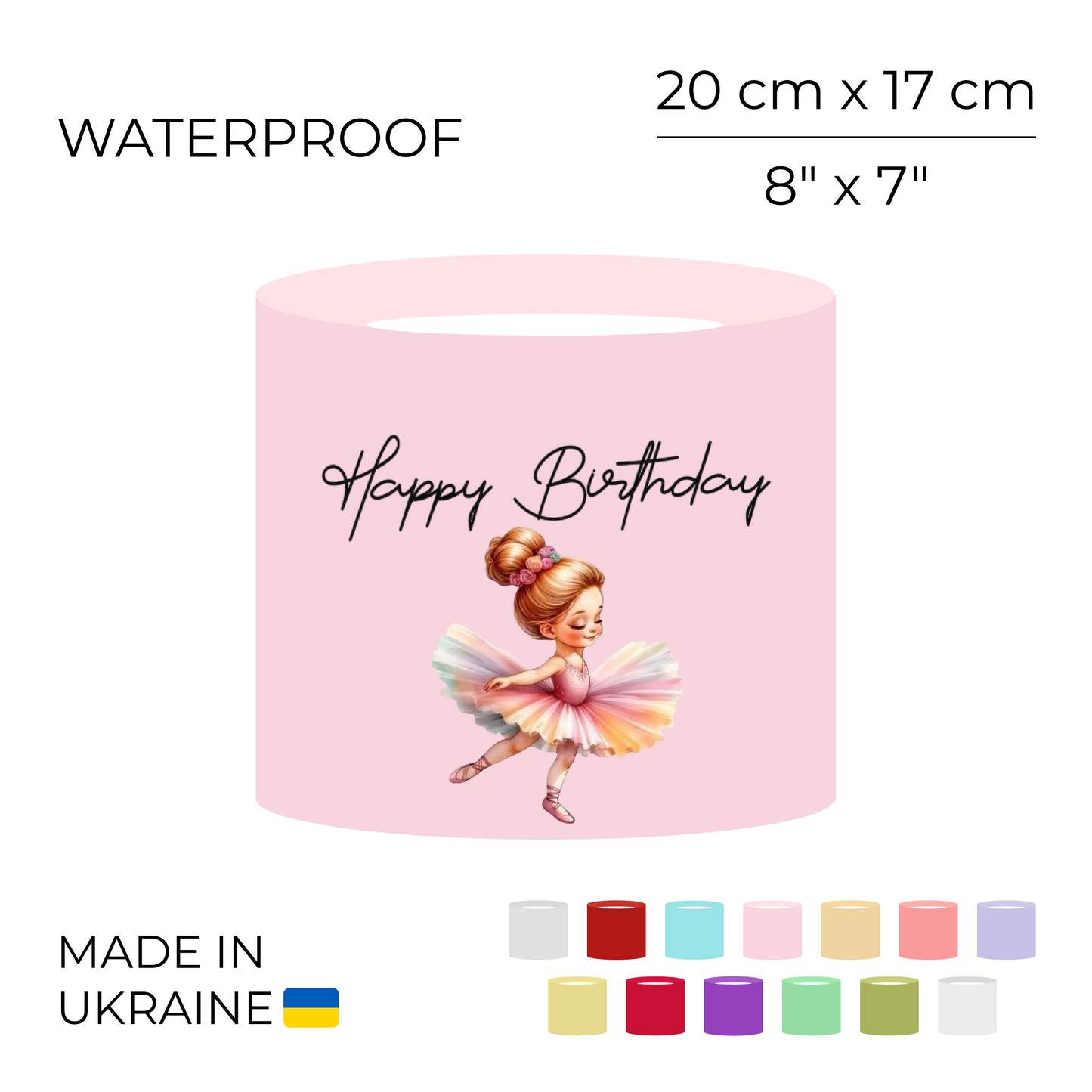 Printed Round Flower Box 70 cm | 28" - "Happy Birthday" | 20 x 17 cm (1 pc)