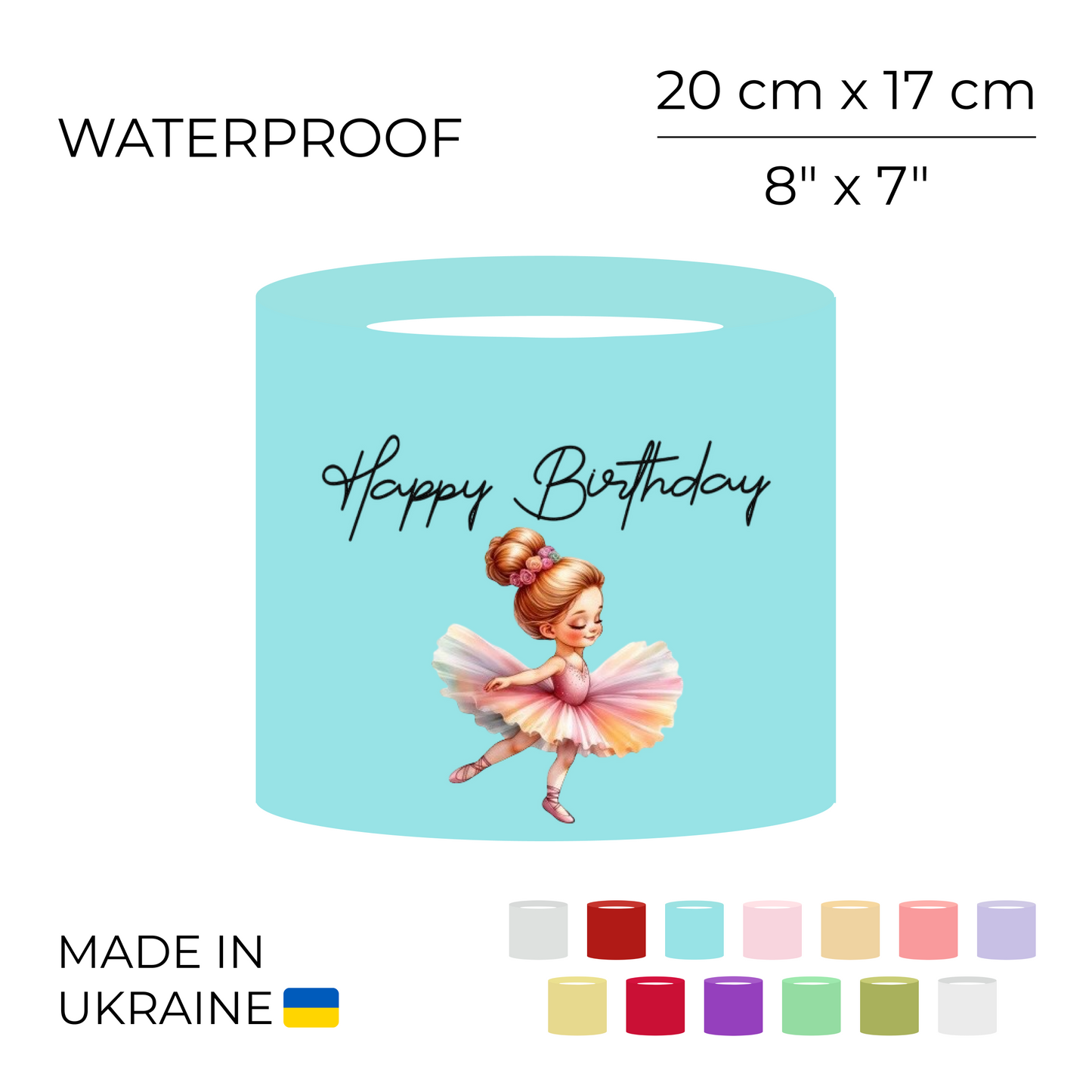 Printed Round Flower Box 70 cm | 28" - "Happy Birthday" | 20 x 17 cm (1 pc)