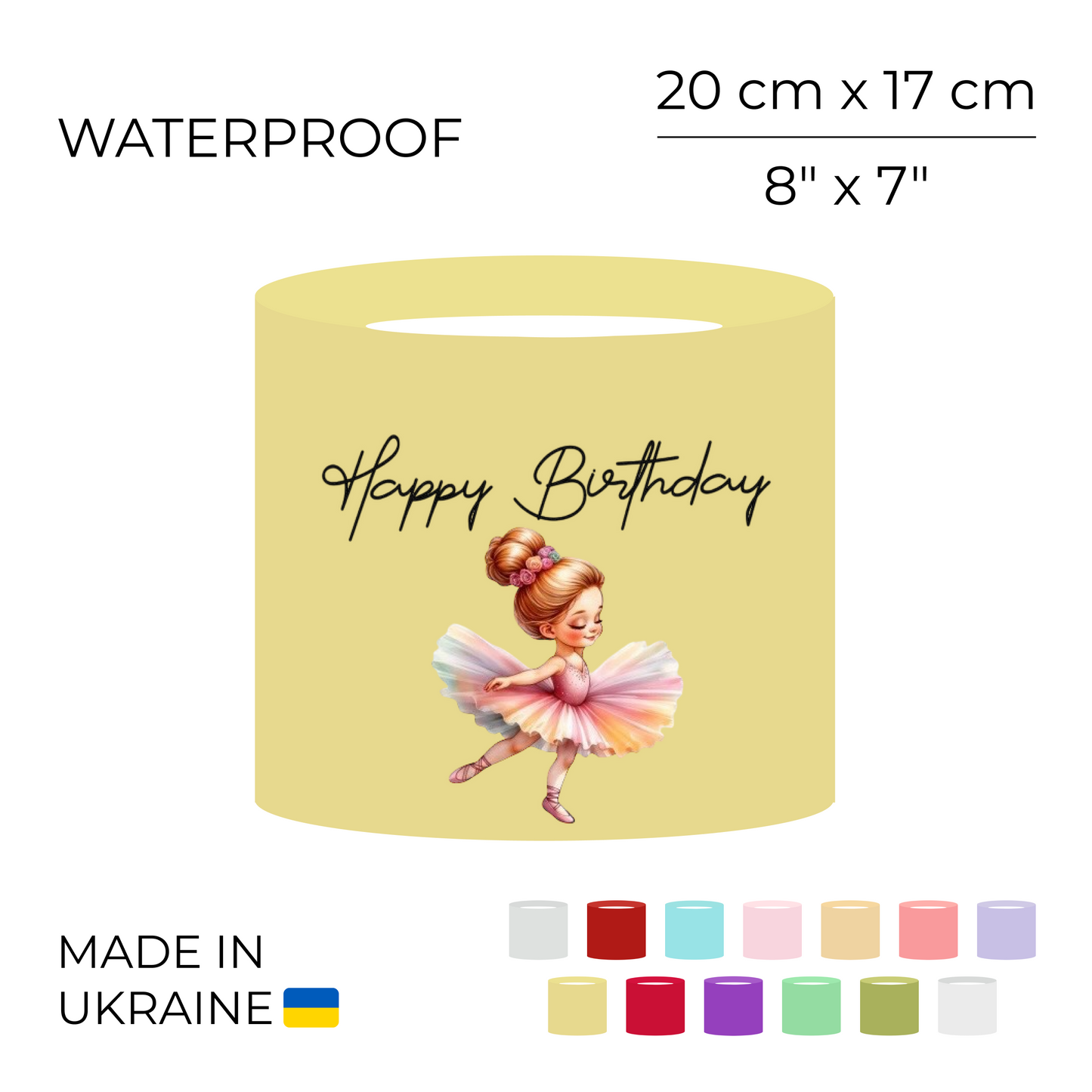 Printed Round Flower Box 70 cm | 28" - "Happy Birthday" | 20 x 17 cm (1 pc)