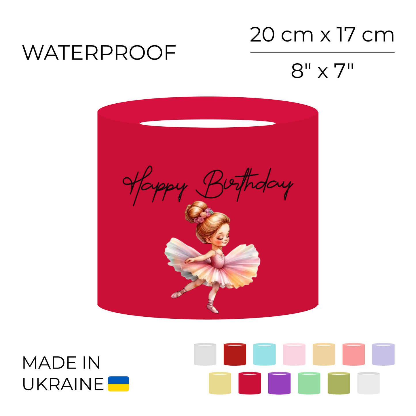 Printed Round Flower Box 70 cm | 28" - "Happy Birthday" | 20 x 17 cm (1 pc)
