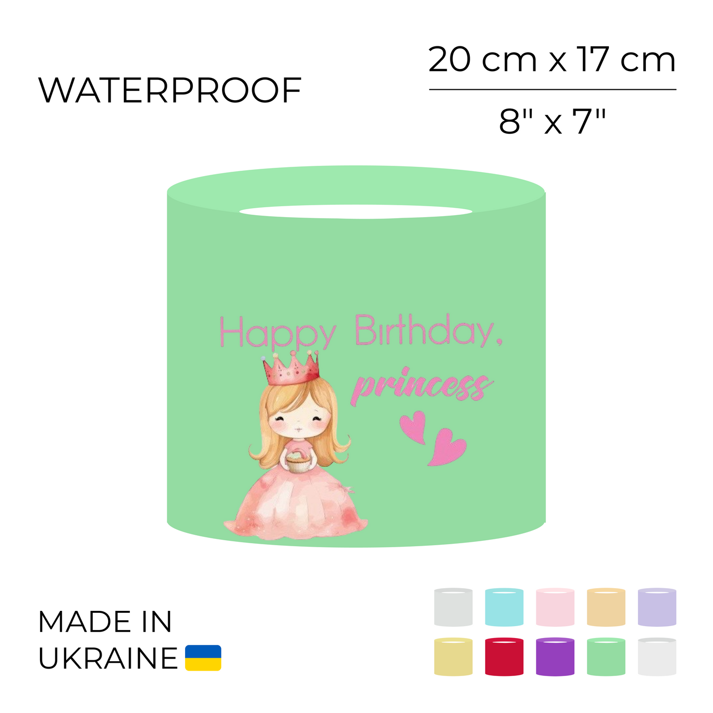 Printed Round Flower Box "Happy Birthday, Princess" | 20 x 17 cm (1 pc)