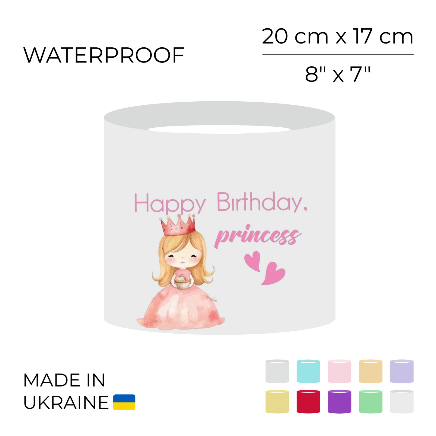Printed Round Flower Box "Happy Birthday, Princess" | 20 x 17 cm (1 pc)