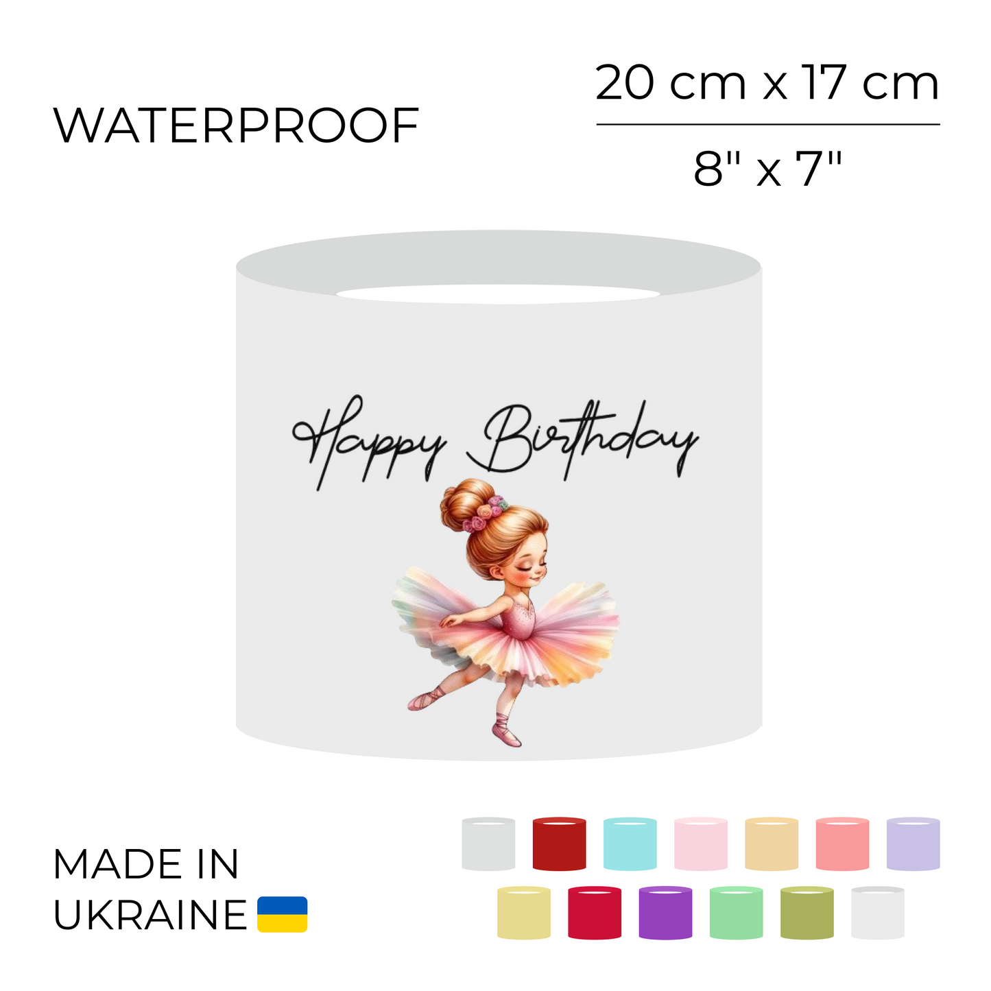 Printed Round Flower Box 70 cm | 28" - "Happy Birthday" | 20 x 17 cm (1 pc)