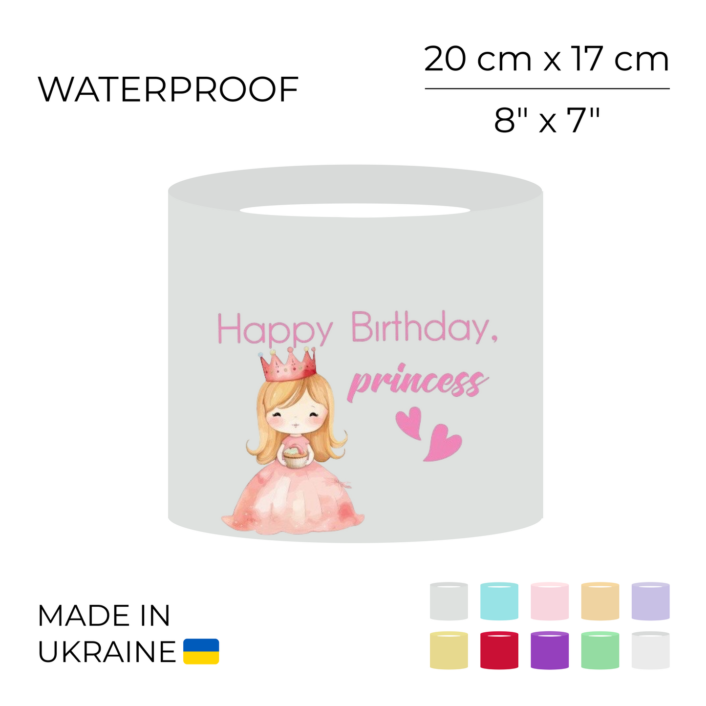 Printed Round Flower Box "Happy Birthday, Princess" | 20 x 17 cm (1 pc)