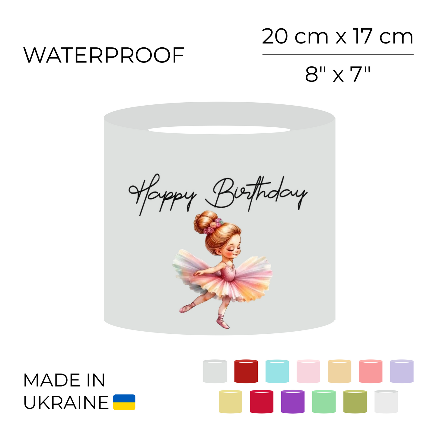 Printed Round Flower Box 70 cm | 28" - "Happy Birthday" | 20 x 17 cm (1 pc)