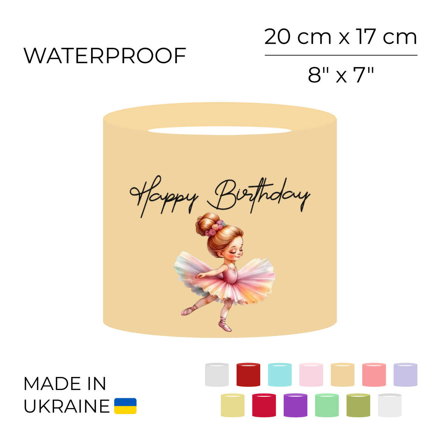 Printed Round Flower Box 70 cm | 28" - "Happy Birthday" | 20 x 17 cm (1 pc)