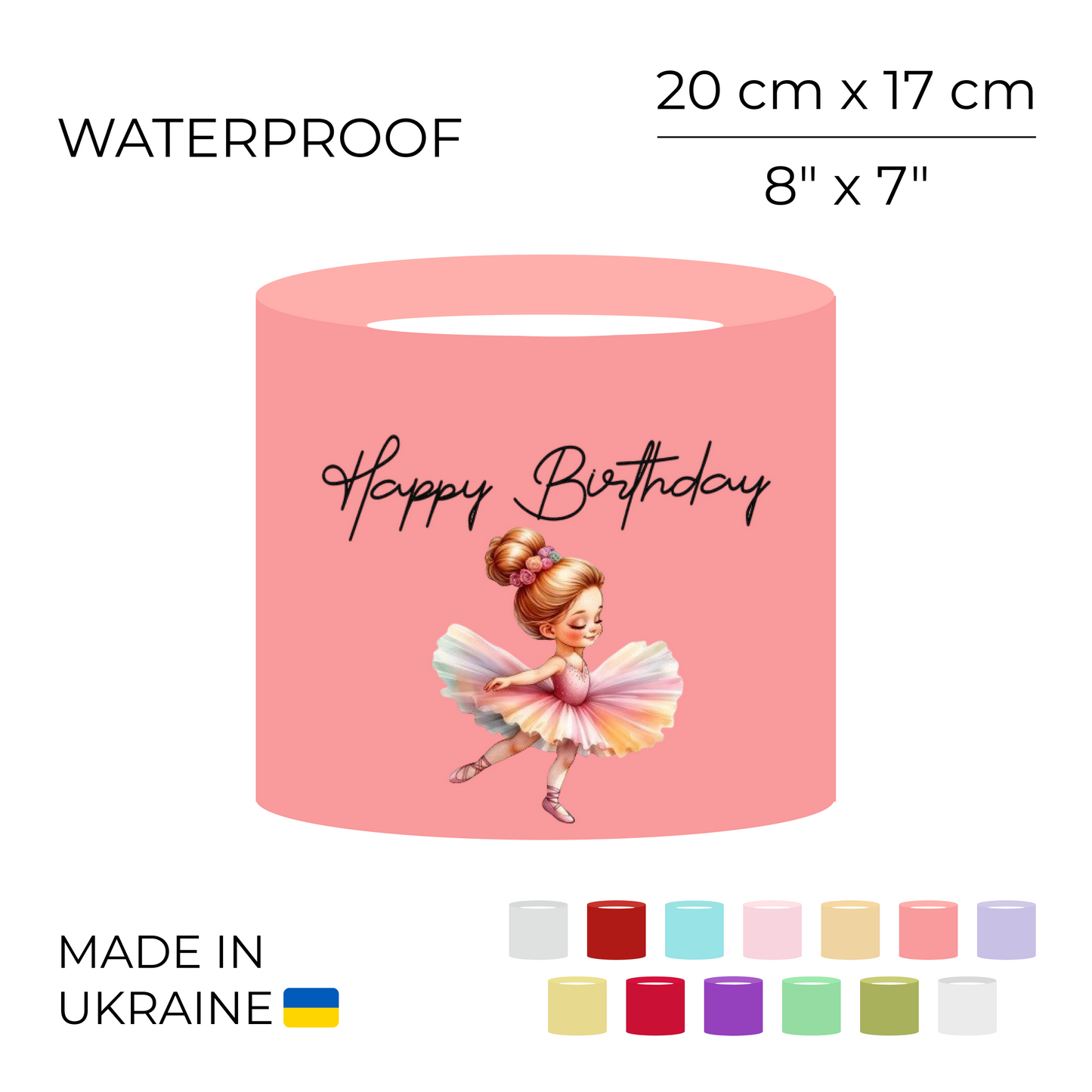 Printed Round Flower Box 70 cm | 28" - "Happy Birthday" | 20 x 17 cm (1 pc)