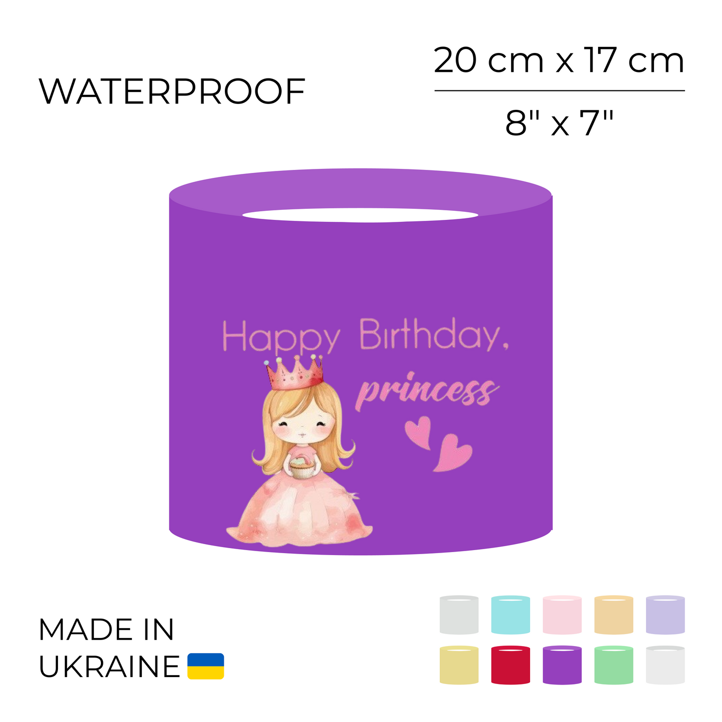 Printed Round Flower Box "Happy Birthday, Princess" | 20 x 17 cm (1 pc)