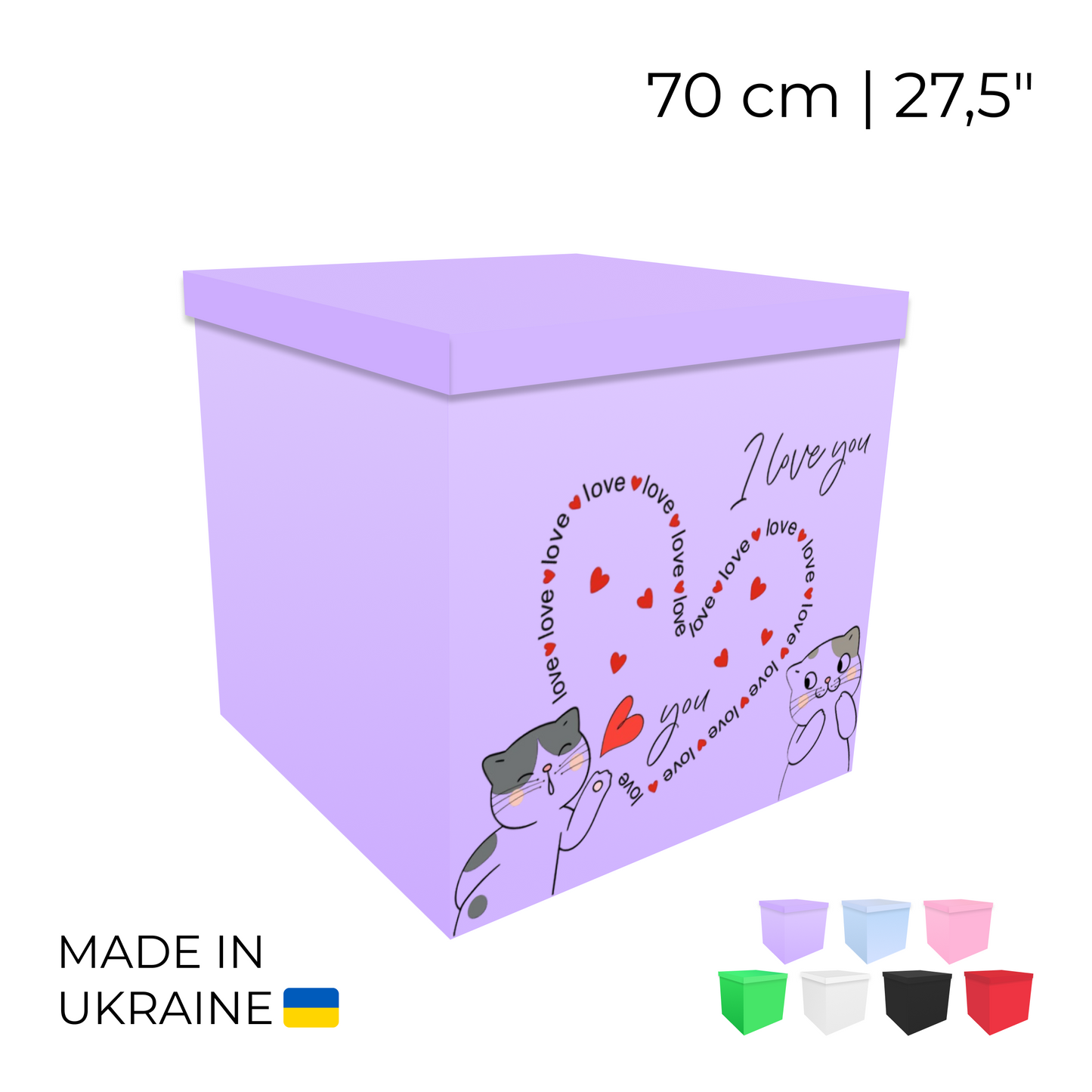 Printed Balloon Box 70 cm | 28" - "I Love You"
