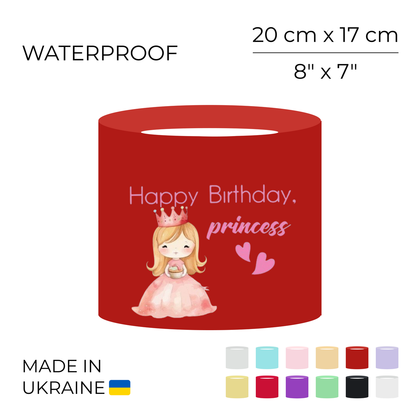 Printed Round Flower Box "Happy Birthday, Princess" | 20 x 17 cm (1 pc)