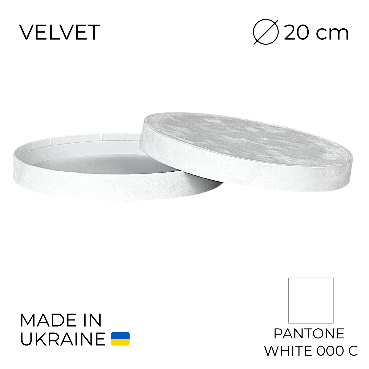 Lid for Velvet Round Flower Box 8" x 7" | 20 × 18 cm White (1 pc)