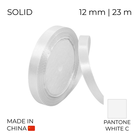 Satin Ribbon 12 mm 000 White 23 m (1 pc)