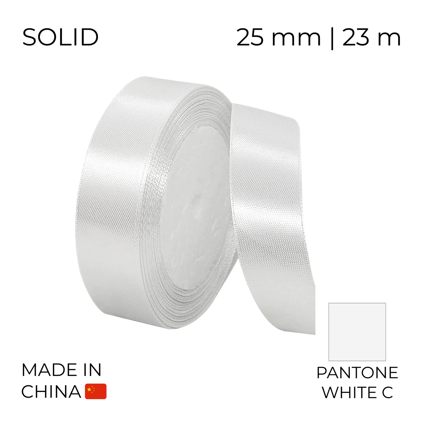 Satin Ribbon 25 mm 000 White 23 m (1 pc)