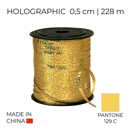 Curling Mylar Ribbon China 001 Holographic Gold | 0,5/228 (1 pc)