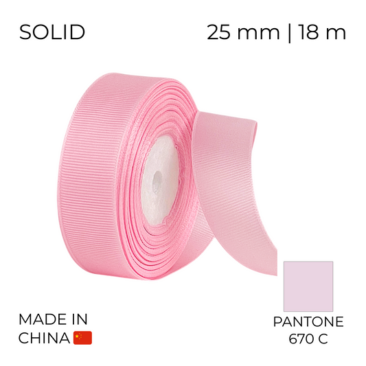 Grosgrain Ribbon 25 mm 001 Pink 18 m (1 pc)