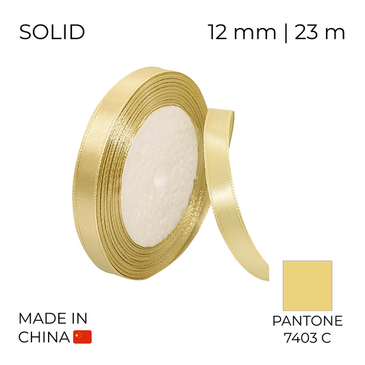 Satin Ribbon 12 mm 002 White Gold 23 m (1 pc)