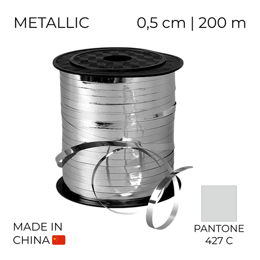 Curling Mylar Ribbon China 002 Metallic Silver | 0,5/200 (1 pc)