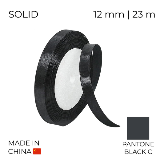 Satin Ribbon 12 mm 004 Black 23 m (1 pc)