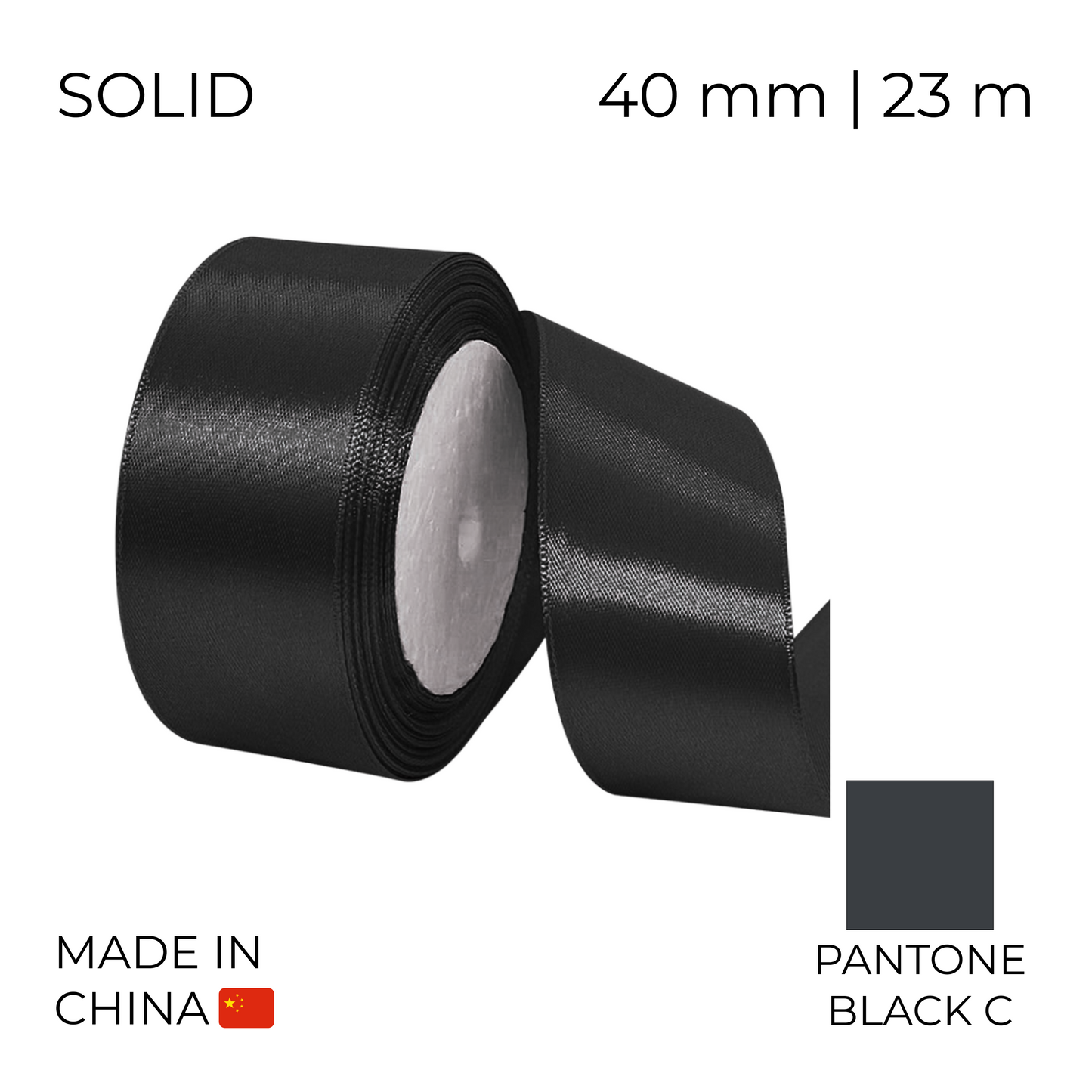 Satin Ribbon 40 mm 004 Black 23 m (1 pc)