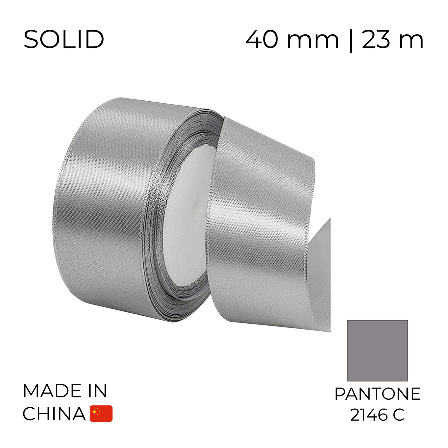 Satin Ribbon 40 mm 005 Silver 23 m (1 pc)