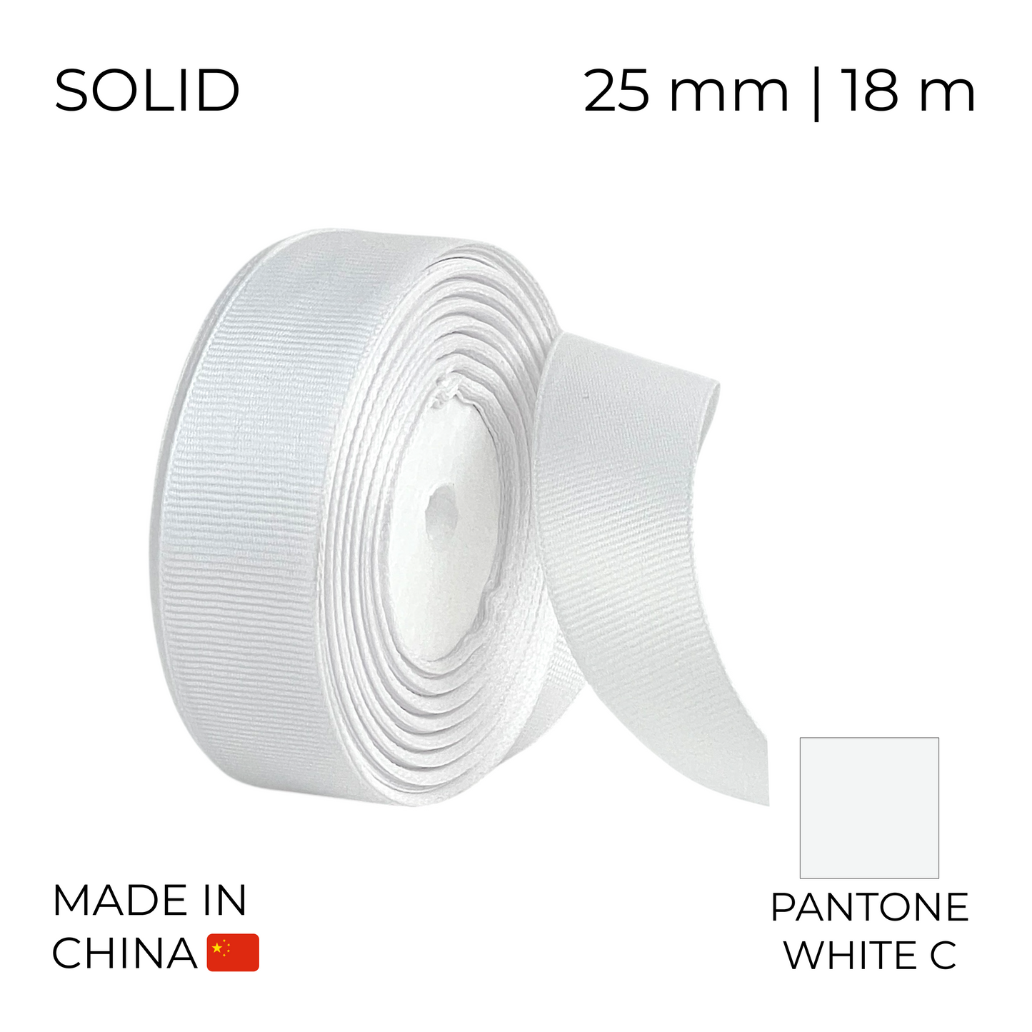 Grosgrain Ribbon 25 mm 008 White 18 m (1 pc)
